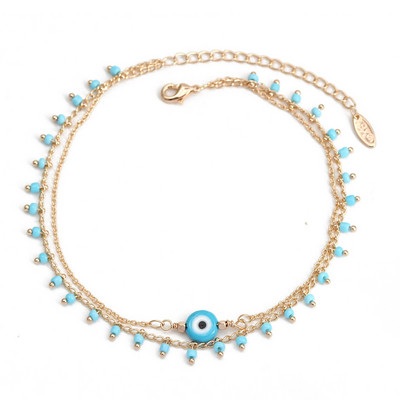 Lucky Eye турска Evil Eye гривна за глезена златен цвят Медна верига за крака крака Анкета модни бижута Подаръци за жени Мъже EY6734