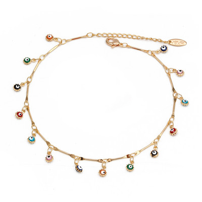 Lucky Eye турска Evil Eye гривна за глезена златен цвят Медна верига за крака крака Анкета модни бижута Подаръци за жени Мъже EY6734