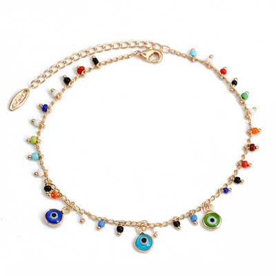 Lucky Eye турска Evil Eye гривна за глезена златен цвят Медна верига за крака крака Анкета модни бижута Подаръци за жени Мъже EY6734