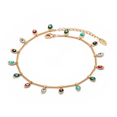 Lucky Eye турска Evil Eye гривна за глезена златен цвят Медна верига за крака крака Анкета модни бижута Подаръци за жени Мъже EY6734
