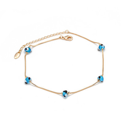 Lucky Eye турска Evil Eye гривна за глезена златен цвят Медна верига за крака крака Анкета модни бижута Подаръци за жени Мъже EY6734