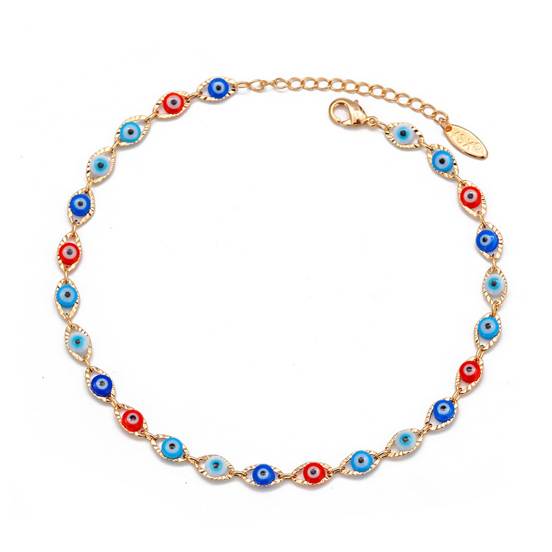Lucky Eye турска Evil Eye гривна за глезена златен цвят Медна верига за крака крака Анкета модни бижута Подаръци за жени Мъже EY6734