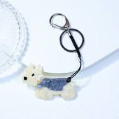 Breloc arcylic lucrat manual, animal, câine, breloc cheie din oțel inoxidabil, lanț cheie pentru femei, cadouri pentru fete, accesorii de bijuterii lucrate manual