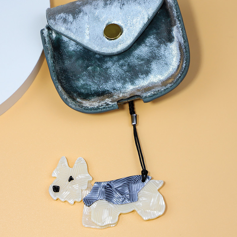 Breloc arcylic lucrat manual, animal, câine, breloc cheie din oțel inoxidabil, lanț cheie pentru femei, cadouri pentru fete, accesorii de bijuterii lucrate manual