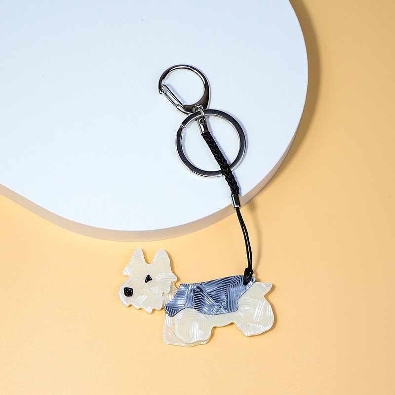 Breloc arcylic lucrat manual, animal, câine, breloc cheie din oțel inoxidabil, lanț cheie pentru femei, cadouri pentru fete, accesorii de bijuterii lucrate manual