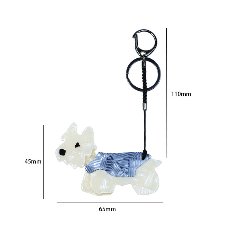 Breloc arcylic lucrat manual, animal, câine, breloc cheie din oțel inoxidabil, lanț cheie pentru femei, cadouri pentru fete, accesorii de bijuterii lucrate manual