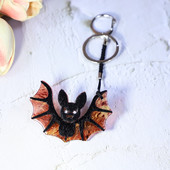 Kézzel készített arcil kulcstartó aranyos állat halloween denevér rozsdamentes acél kulcstartó kulcstartó női lányoknak ajándék ékszer kiegészítők