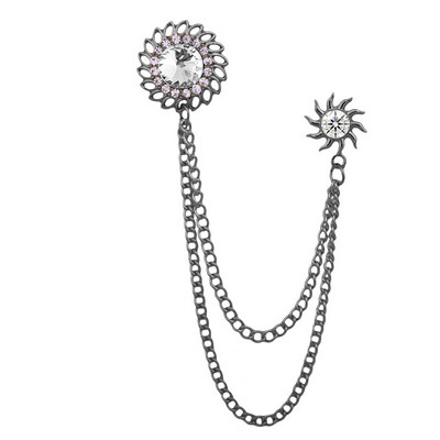 Broșă cu geometrie de cristal retro, lanț cu ciucuri, ace pentru rever, pentru costum pentru bărbați, guler de cămașă, bijuterii de modă, broșe pentru femei, accesorii