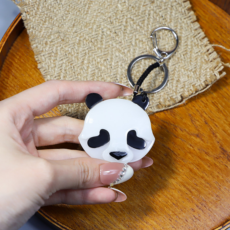 Încântător breloc arcylic lucrat manual Animal Panda Breloc cheie din oțel inoxidabil pentru femei, fete, cadouri, accesorii de bijuterii