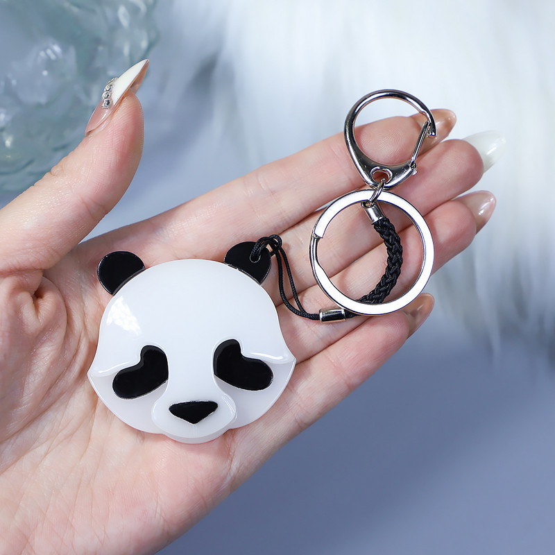 Încântător breloc arcylic lucrat manual Animal Panda Breloc cheie din oțel inoxidabil pentru femei, fete, cadouri, accesorii de bijuterii