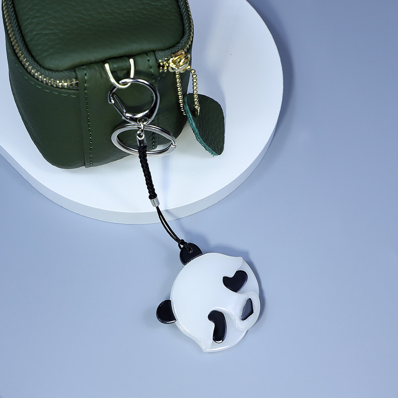 Încântător breloc arcylic lucrat manual Animal Panda Breloc cheie din oțel inoxidabil pentru femei, fete, cadouri, accesorii de bijuterii