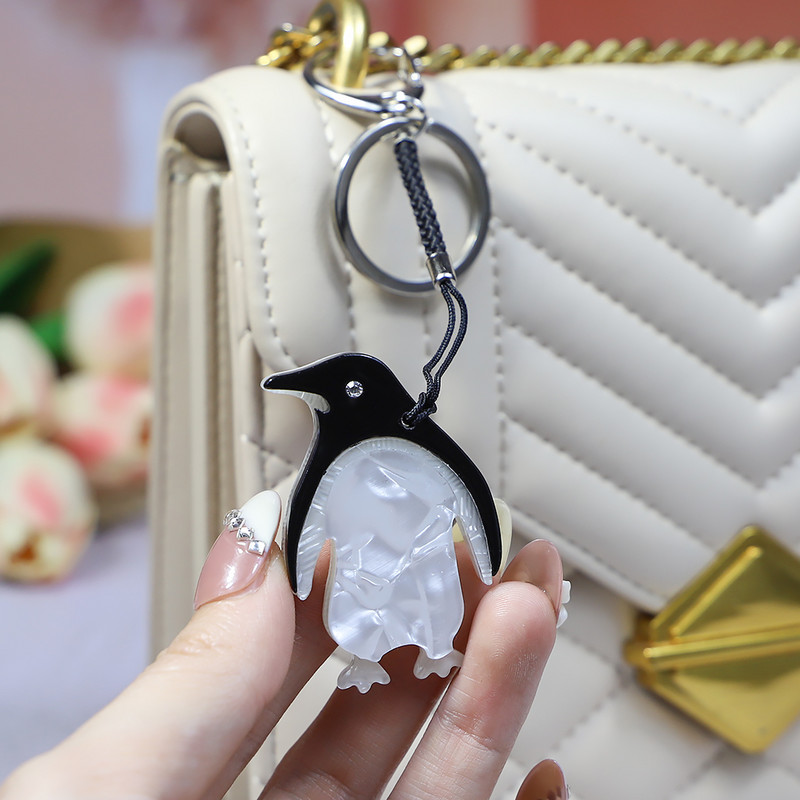 Nou Pinguin drăguț, lucrat manual, breloc cu animale arcilice, breloc pentru femei, accesoriu pentru genți de mână, bijuterii agățate pentru mașină, cadouri