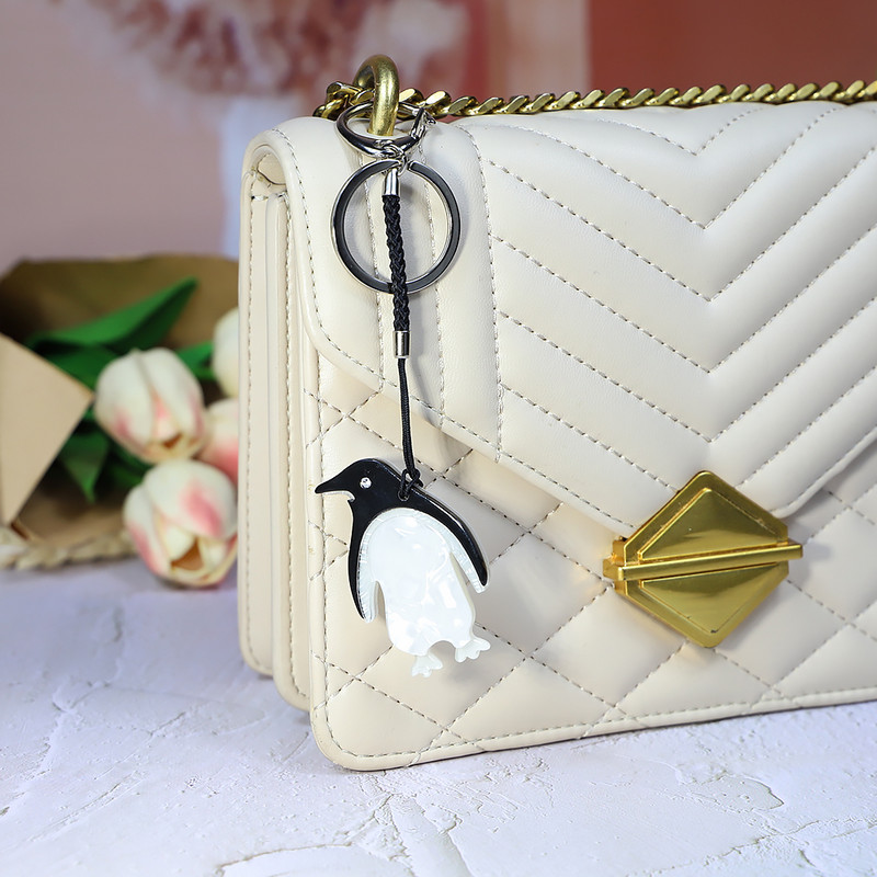 Nou Pinguin drăguț, lucrat manual, breloc cu animale arcilice, breloc pentru femei, accesoriu pentru genți de mână, bijuterii agățate pentru mașină, cadouri