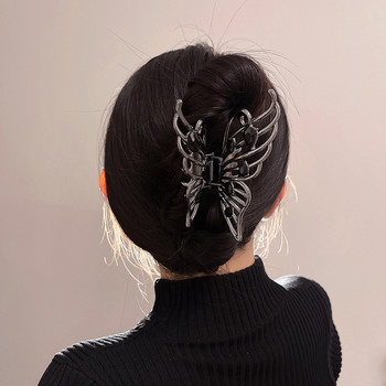 Κλιπ μαλλιών Punk Liquid Metal Pearl Butterfly για γυναίκες 2022 New Trend Shark Clip Cyberpunk Hair Claws Crab Hair Clip