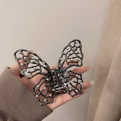 Agrafă de păr tip fluture perla metal lichid punk pentru femei 2022 New Trend Shark Clip Cyberpunk Gheare pentru păr Crab