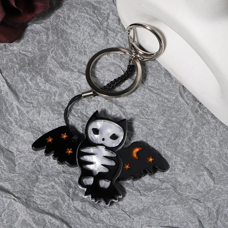 Сладък акрилен ключодържател за Деня на всички светии Бухал Ръчно изработен животински корсаж Бижута Аксесоари за жени Подаръци за момичета Бижута Acce