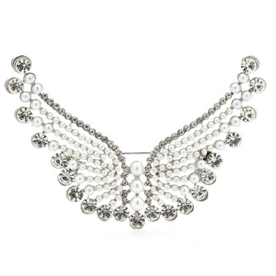 Wuli&baby Broșe cu aripi zburătoare pentru femei, unisex, perle, cu stras, fluture, insecte, pentru petrecere, birou, broșă, cadouri