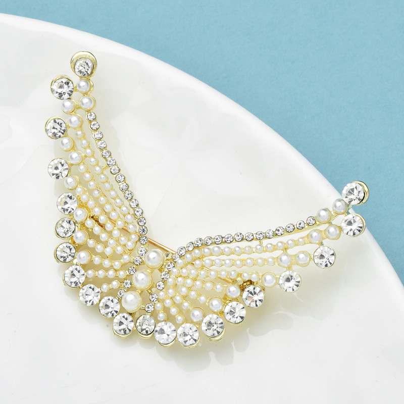 Wuli&baby Broșe cu aripi zburătoare pentru femei, unisex, perle, cu stras, fluture, insecte, pentru petrecere, birou, broșă, cadouri