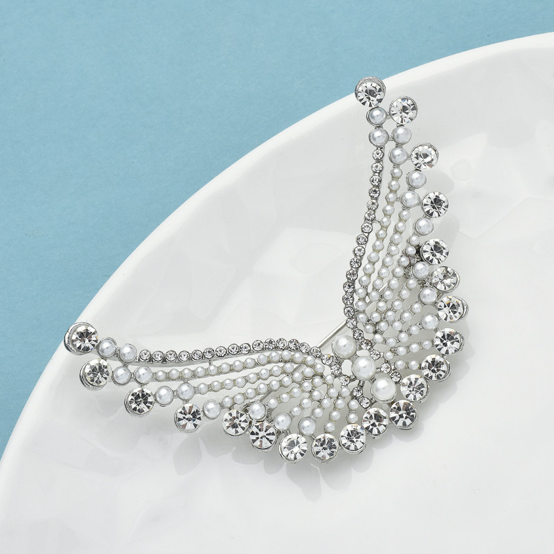 Wuli&baby Broșe cu aripi zburătoare pentru femei, unisex, perle, cu stras, fluture, insecte, pentru petrecere, birou, broșă, cadouri