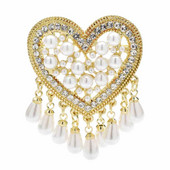 Wuli&baby Pearl Heart Bojt brossok Női 2 színű Retro Design Love Party Alkalmi irodai bross Ajándékok