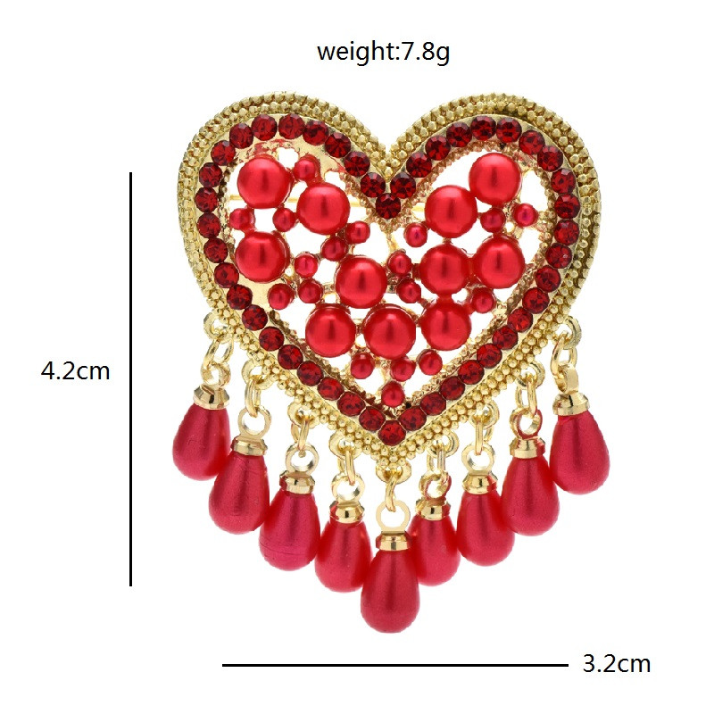 Wuli&baby Pearl Heart Bojt brossok Női 2 színű Retro Design Love Party Alkalmi irodai bross Ajándékok