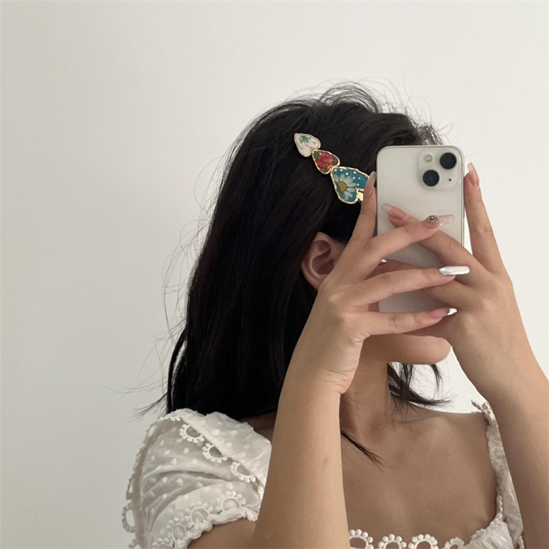 Coreea de moda email email retro floare dragoste perla duckbill clip INS dulce fetita breton clip agrafe bijuterii de lux cadou feminin