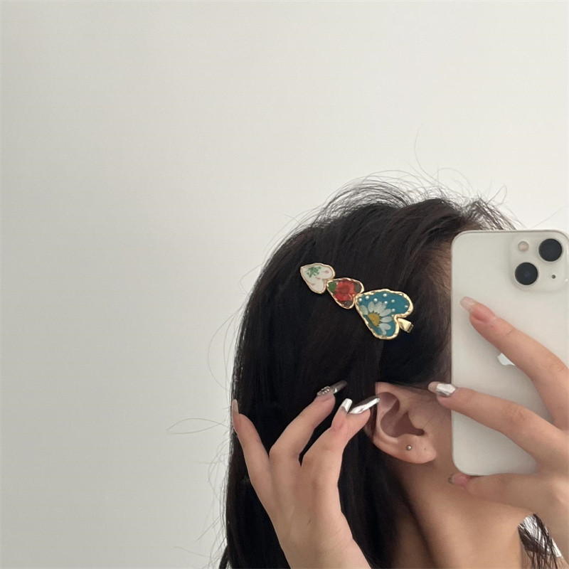 Coreea de moda email email retro floare dragoste perla duckbill clip INS dulce fetita breton clip agrafe bijuterii de lux cadou feminin