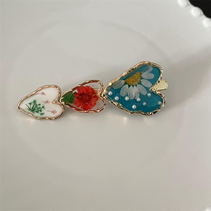 Coreea de moda email email retro floare dragoste perla duckbill clip INS dulce fetita breton clip agrafe bijuterii de lux cadou feminin