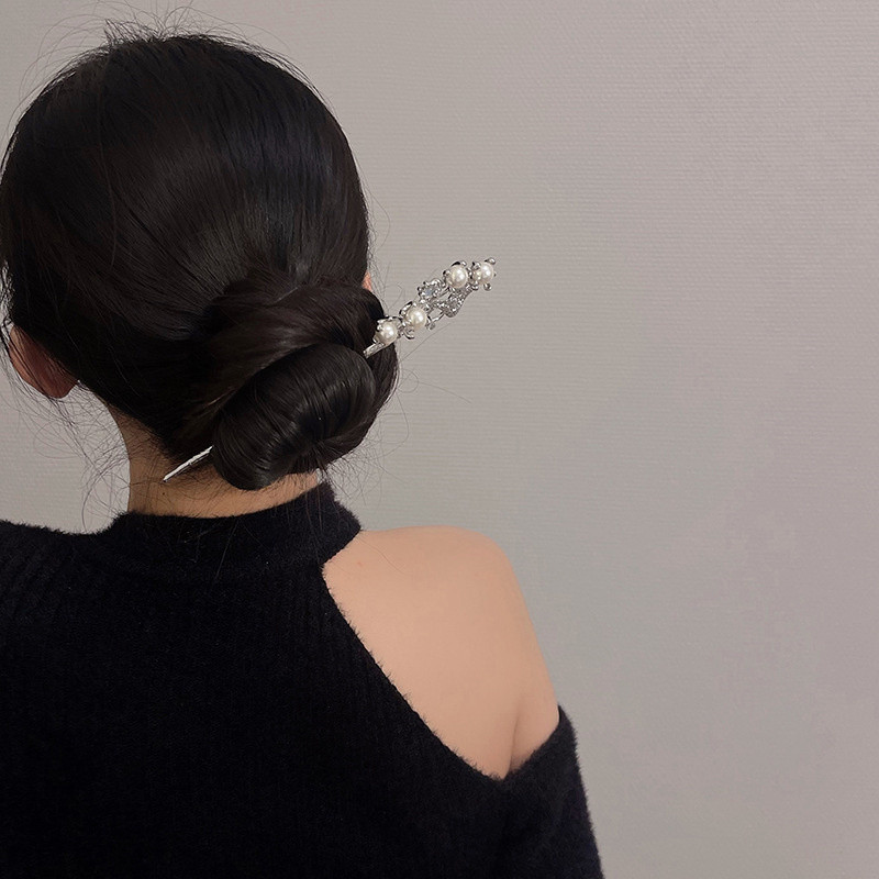 Bețișoare de păr metal perle vintage pentru femei Ace de păr de cristal Agrafe de păr minimaliste lungi și subțiri pentru femei, bijuterii de vacanță de petrecere