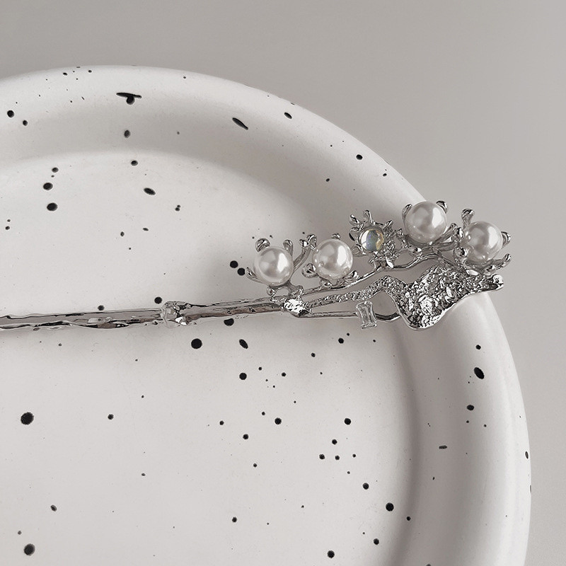 Bețișoare de păr metal perle vintage pentru femei Ace de păr de cristal Agrafe de păr minimaliste lungi și subțiri pentru femei, bijuterii de vacanță de petrecere