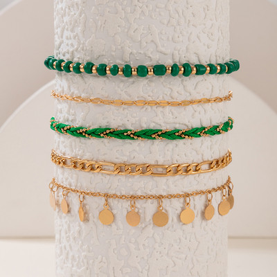 Tocona 5 buc/seturi Boemia Shell Eyes margele glezna pentru femei mai multe straturi glezna bratara picior bijuterii boeme lucrate manual 8841