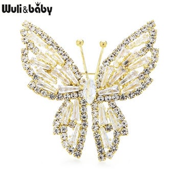 Wuli&baby Cubic Cubic Zircon Butterfly καρφίτσες για γυναίκες Κλασικές καρφίτσες για γάμους με έντομα Δώρα