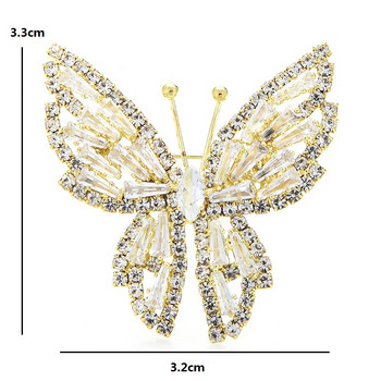 Wuli&baby Cubic Cubic Zircon Butterfly καρφίτσες για γυναίκες Κλασικές καρφίτσες για γάμους με έντομα Δώρα