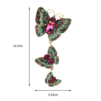 Wuli&baby Big Rhinestone Butterfly Καρφίτσες για Γυναικείες Vintage Palace Style 3 Butterfly Insects Party Casual pins καρφίτσες