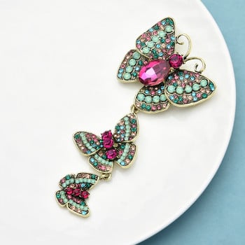 Wuli&baby Big Rhinestone Butterfly Καρφίτσες για Γυναικείες Vintage Palace Style 3 Butterfly Insects Party Casual pins καρφίτσες