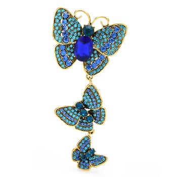 Wuli&baby Big Rhinestone Butterfly Καρφίτσες για Γυναικείες Vintage Palace Style 3 Butterfly Insects Party Casual pins καρφίτσες