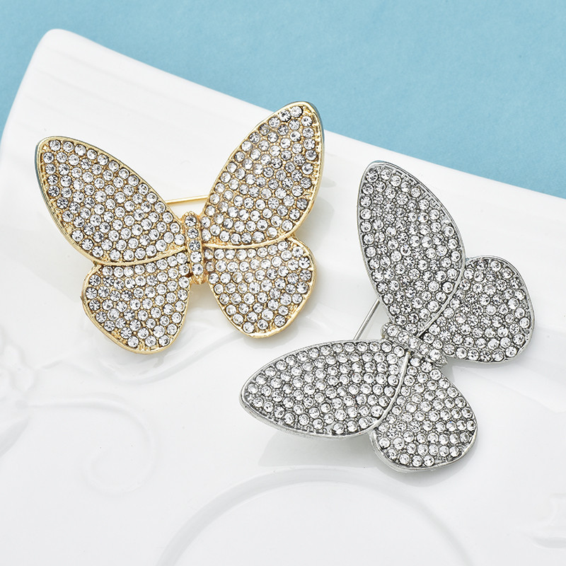 Wuli&baby Broșe Fluture strălucitoare pentru femei 2 culori All-match Insecte Petrecere Birou Broșă Pin Cadouri