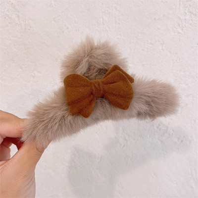 Gheare de păr de pluș de ultimă generație, agrafă drăguță de păr pentru fetiță, iarna 2022, la modă nouă, agrafe din blană artificială, accesorii de păr pentru femei