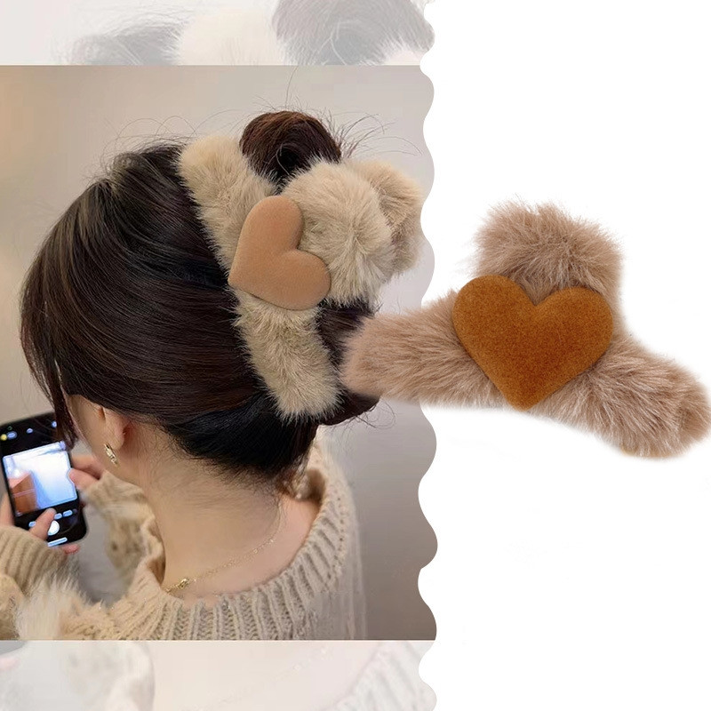 Gheare de păr de pluș de ultimă generație, agrafă drăguță de păr pentru fetiță, iarna 2022, la modă nouă, agrafe din blană artificială, accesorii de păr pentru femei