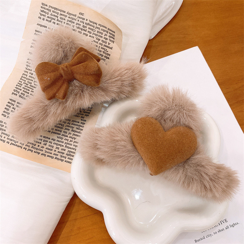 Gheare de păr de pluș de ultimă generație, agrafă drăguță de păr pentru fetiță, iarna 2022, la modă nouă, agrafe din blană artificială, accesorii de păr pentru femei