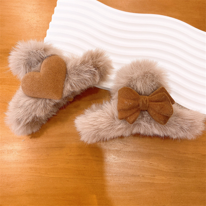 Gheare de păr de pluș de ultimă generație, agrafă drăguță de păr pentru fetiță, iarna 2022, la modă nouă, agrafe din blană artificială, accesorii de păr pentru femei