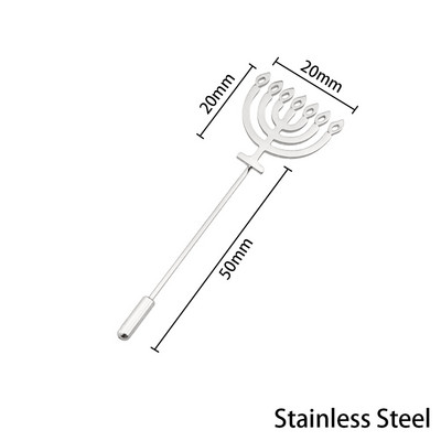 Broșă Menorah evreiască pentru bărbați cămașă Pin Insigna din oțel inoxidabil Cadou pentru bărbați Bijuterii Dumnezeu Shabbat Amulet Broches de hombre vintage