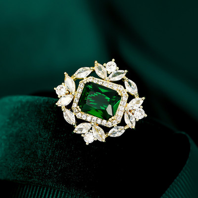 Broșă cu cataramă anti-lumină, retro, verde, cu formă de geometrie, broșă mică cu zircon AAA, pentru femei, accesorii, ace de guler