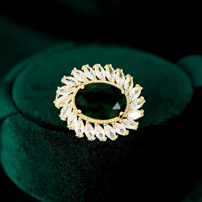 Broșă cu cataramă anti-lumină, retro, verde, cu formă de geometrie, broșă mică cu zircon AAA, pentru femei, accesorii, ace de guler