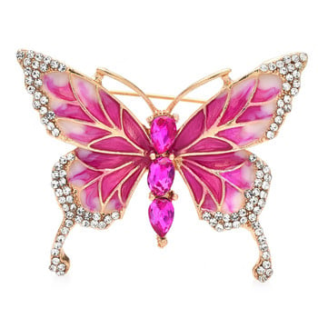 Καρφίτσες Wuli&baby Enamel Butterfly για Γυναικείες Unisex 4-χρωμα Rhinestone Beauty Classic Insects Δώρα γραφείου καρφίτσα καρφίτσα