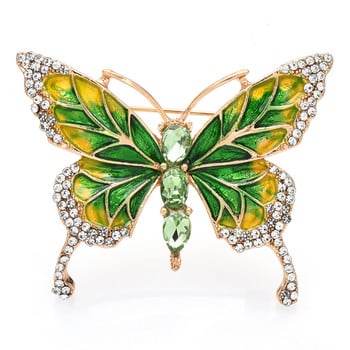 Καρφίτσες Wuli&baby Enamel Butterfly για Γυναικείες Unisex 4-χρωμα Rhinestone Beauty Classic Insects Δώρα γραφείου καρφίτσα καρφίτσα