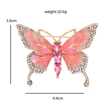 Καρφίτσες Wuli&baby Enamel Butterfly για Γυναικείες Unisex 4-χρωμα Rhinestone Beauty Classic Insects Δώρα γραφείου καρφίτσα καρφίτσα