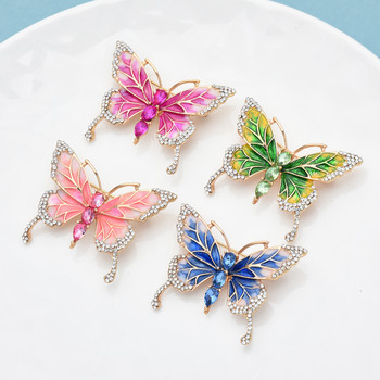 Καρφίτσες Wuli&baby Enamel Butterfly για Γυναικείες Unisex 4-χρωμα Rhinestone Beauty Classic Insects Δώρα γραφείου καρφίτσα καρφίτσα