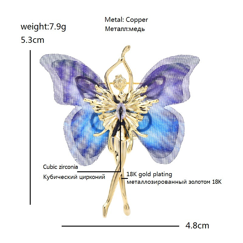 Wuli&baby zână fluture broșe pentru femei unisex 2 culori design nou insecte figură petrecere birou broșă pin cadouri