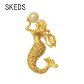SKEDS New Vintage Femei Lady Strass Sirenă Perle Broșe Ace accesorii elegante rafinate pentru nuntă Corsage Pin Cadou